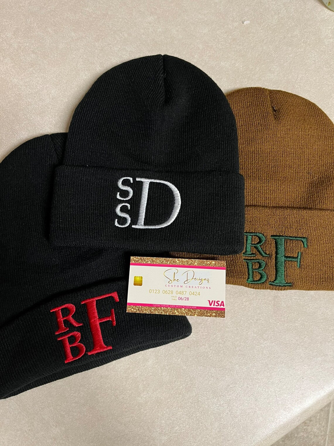 EMBROIDERED Personalized Monogram Beanie