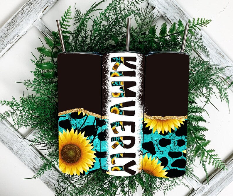 Teal Sunflower Tumbler